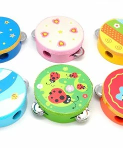 WOODEN TAMBOURINE SMALL PATTERNED