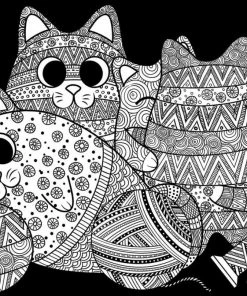 VELVET ART POSTER KNITTING CATS